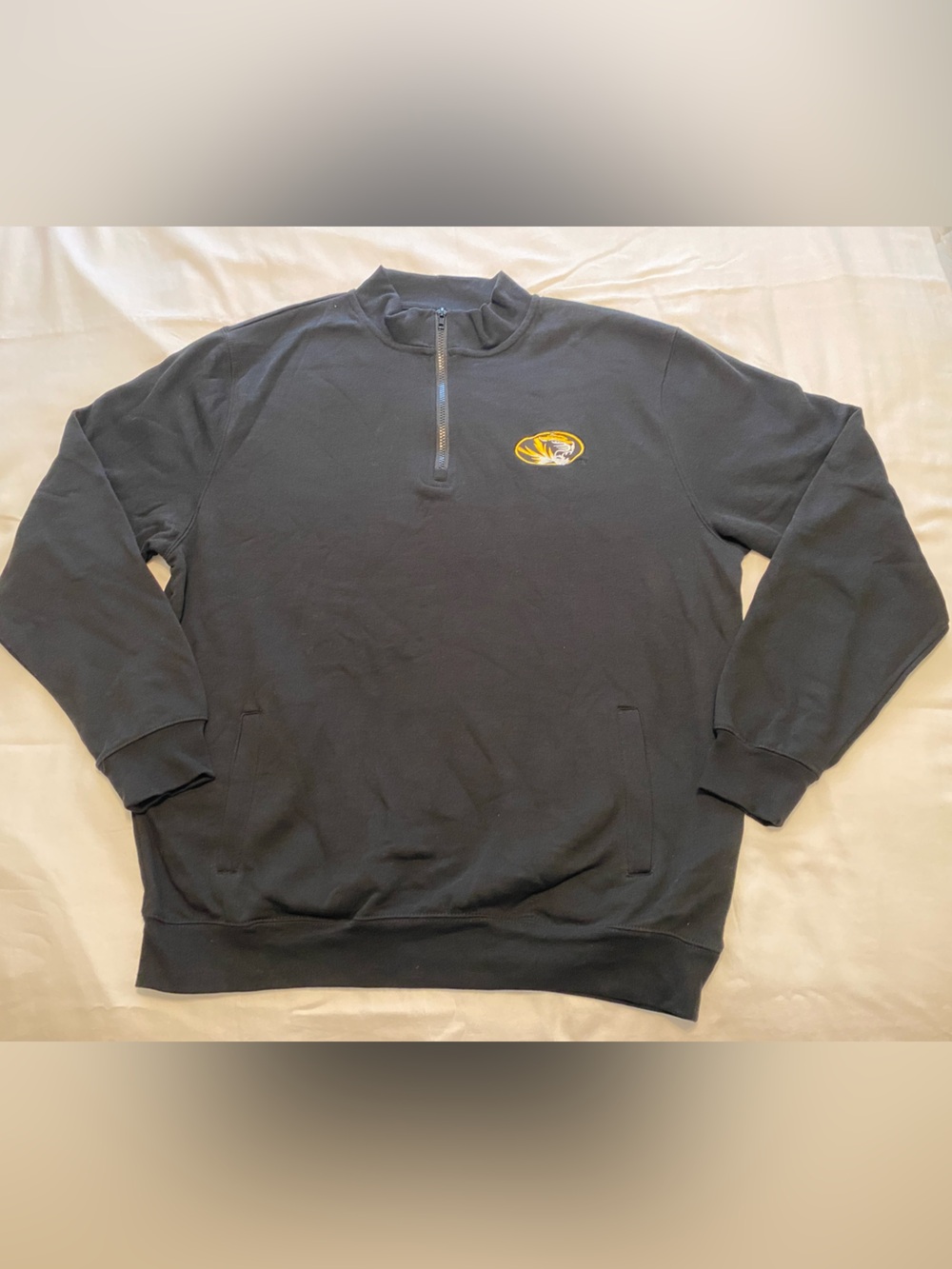 NEW University of Missouri Mizzou Tigers Black Quarter Zip Sweatshirt XL